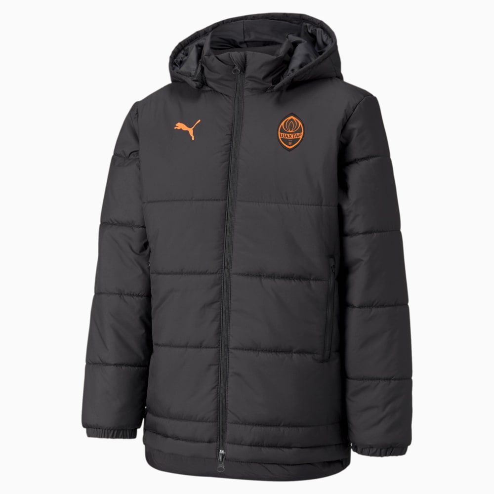 Изображение Puma Куртка FCSD Bench Youth Football Jacket #1: Puma Black-GOLDEN POPPY