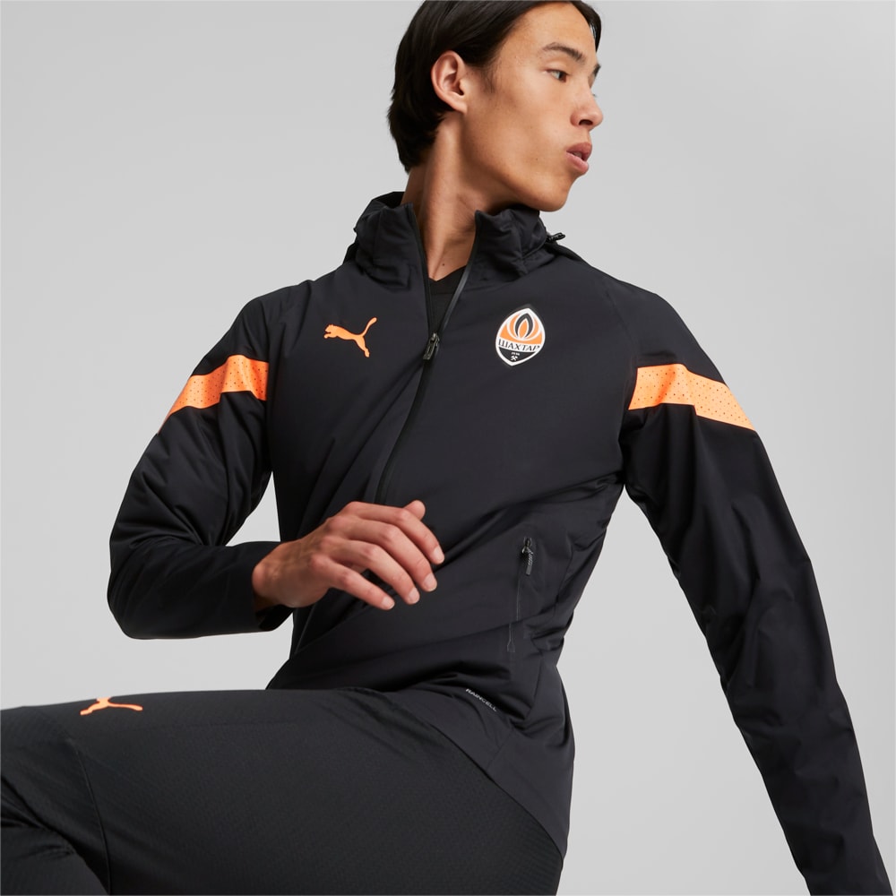 Изображение Puma Куртка FC Shakhtar Donetsk Football Rain Jacket Pro Men #1: Puma Black-Neon Citrus