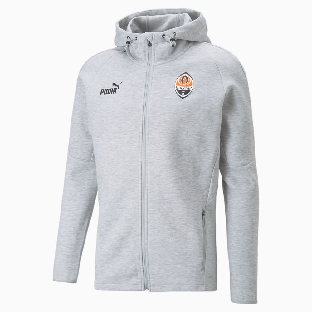 Изображение Puma Куртка FC Shakhtar Donetsk Football Casuals Hooded Jacket Men #1: Light Gray Heather-Puma Black