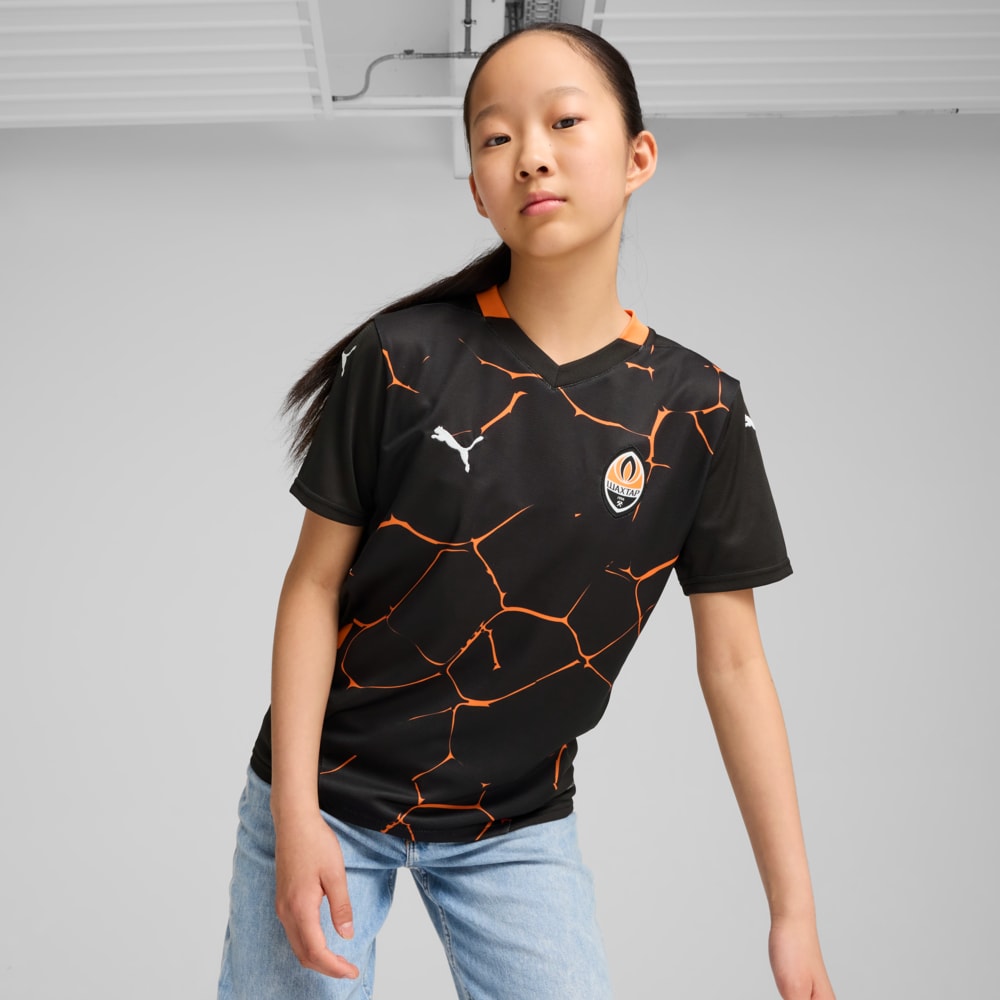 Зображення Puma Футболка FC Shakhtar Donetsk 24/25 Away Jersey Youth #1: PUMA Black-Rickie Orange