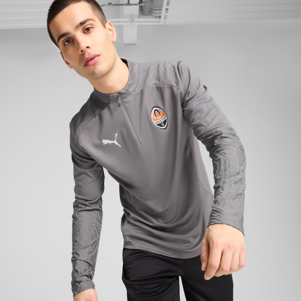 Изображение Puma Олимпийка FC Shakhtar Donetsk Quarter-Zip Training Top Men #1: Cast Iron-PUMA White