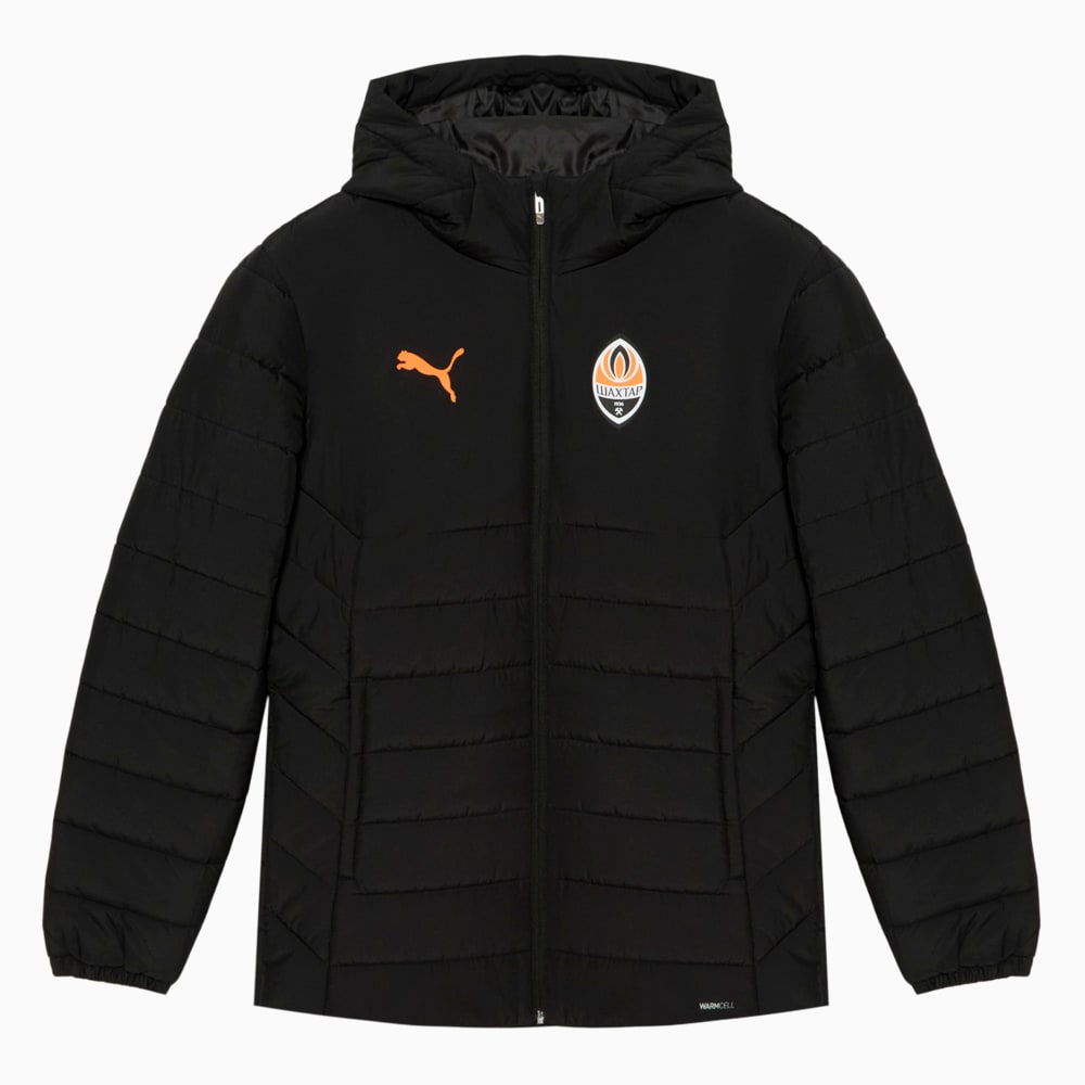 Изображение Puma Куртка FC Shakhtar Donetsk Hooded Padded Jacket #1: PUMA Black-Rickie Orange