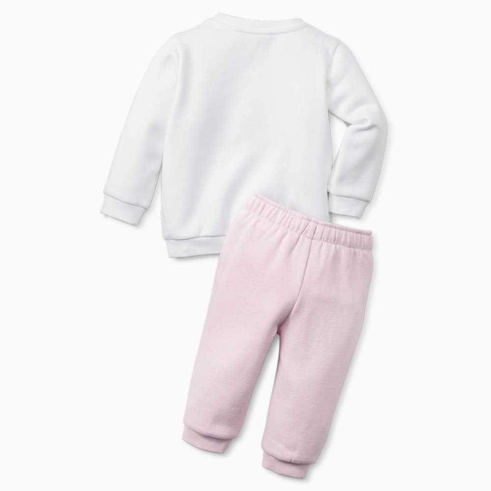 Изображение Puma Детский комплект Essentials Minicats Crew Neck Babies' Jogger Suit #2: Puma White-chalk pink