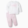 Изображение Puma Детский комплект Essentials Minicats Crew Neck Babies' Jogger Suit #1: Puma White-chalk pink