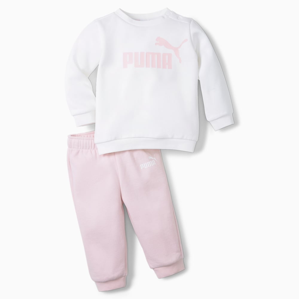 Изображение Puma Детский комплект Essentials Minicats Crew Neck Babies' Jogger Suit #1: Puma White-chalk pink