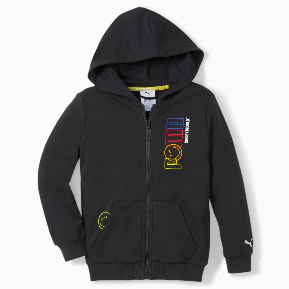 

PUMA - Детская толстовка PUMA x SMILEY WORLD Full-Zip Kids' Hoodie – Puma Black –, Черный
