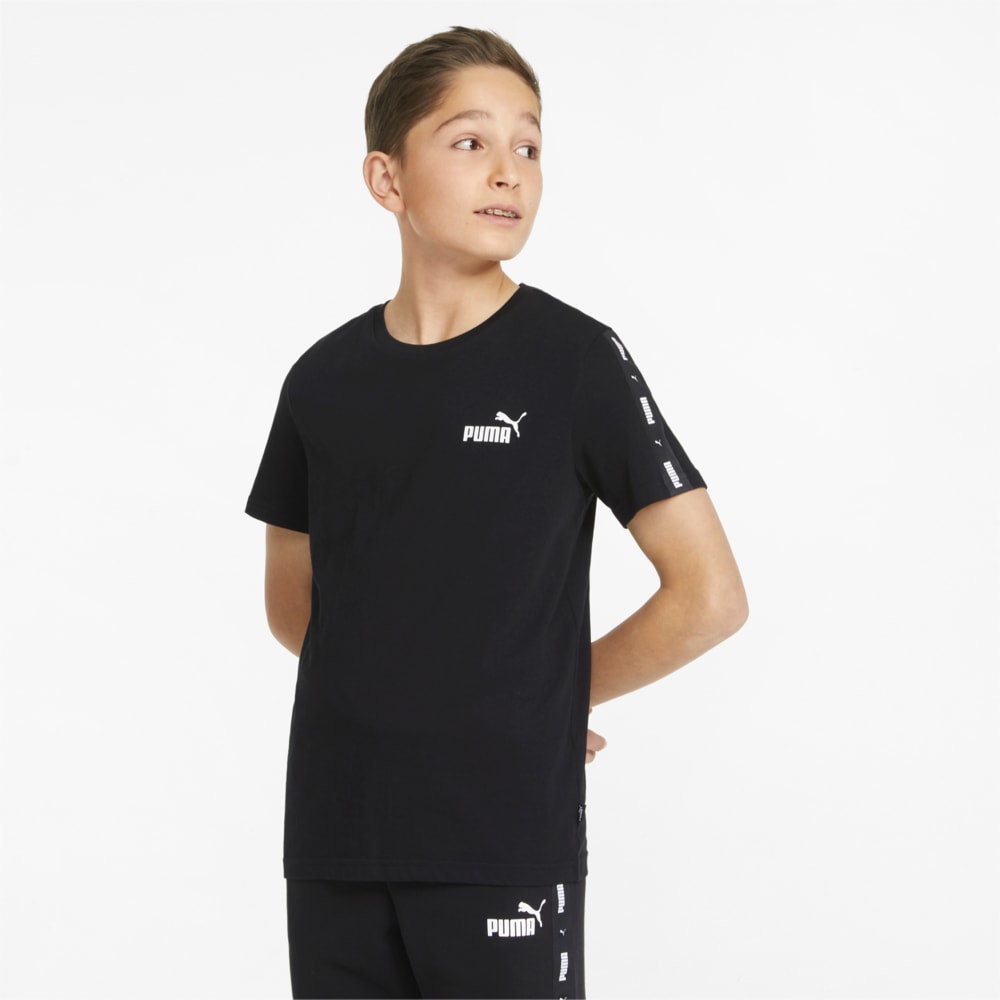 Изображение Puma Детская футболка Essentials+ Tape Youth Tee #1: Puma Black