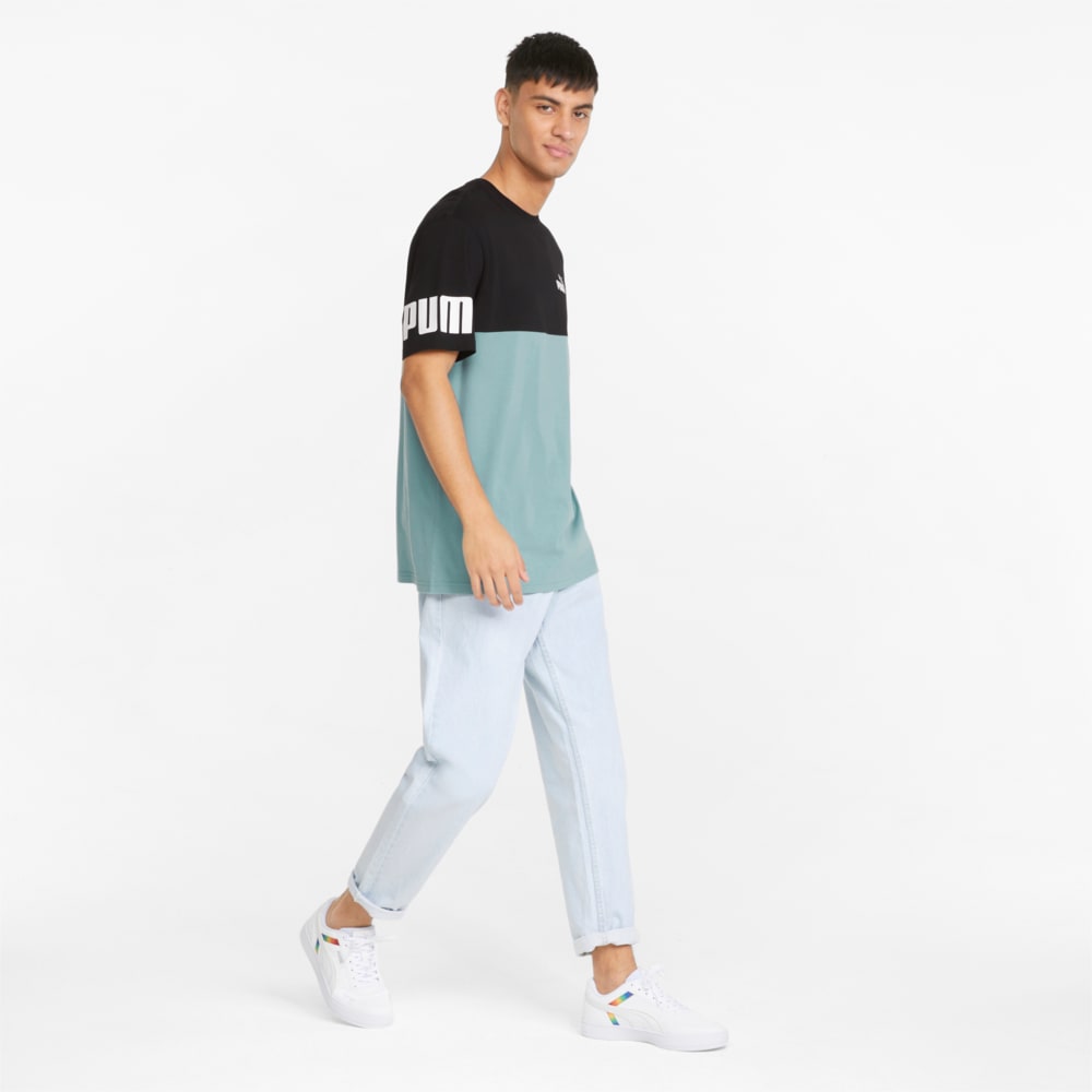 

PUMA - male - Футболка PUMA Power Colourblocked Men's Tee – Mineral Blue –, Синий