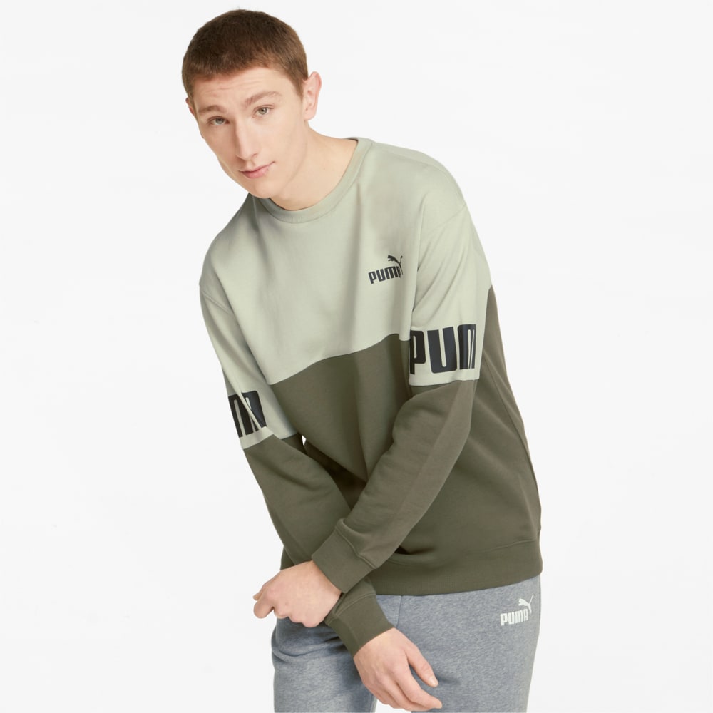 Зображення Puma Толстовка Power Colourblocked Crew Neck Men's Sweatshirt #1: Dark Green-spring moss