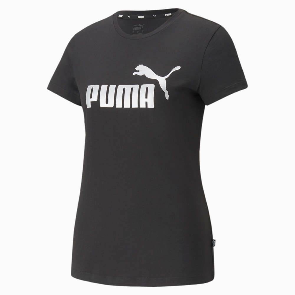 Essentials Metallic Logo Women s Tee Black Puma Sku 849723 51