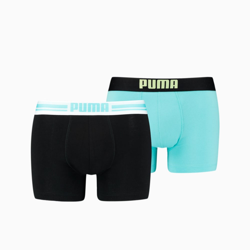 Изображение Puma Мужское нижнее белье Placed Logo Boxer Shorts 2 Pack #1: blue / black
