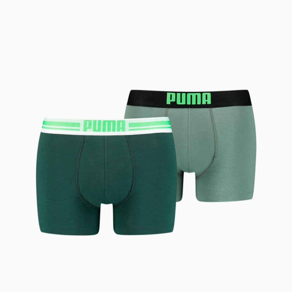 Изображение Puma Мужское нижнее белье Placed Logo Boxer Shorts 2 Pack #1: green combo