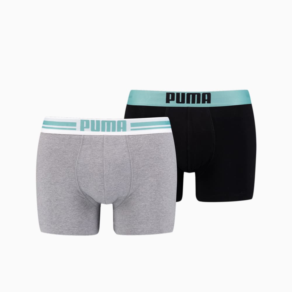 Изображение Puma Мужское нижнее белье Placed Logo Boxer Shorts 2 Pack #1: real teal