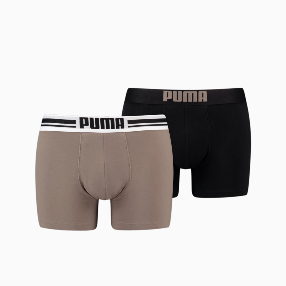 Изображение Puma Мужское нижнее белье Placed Logo Boxer Shorts 2 Pack #1: brown combo