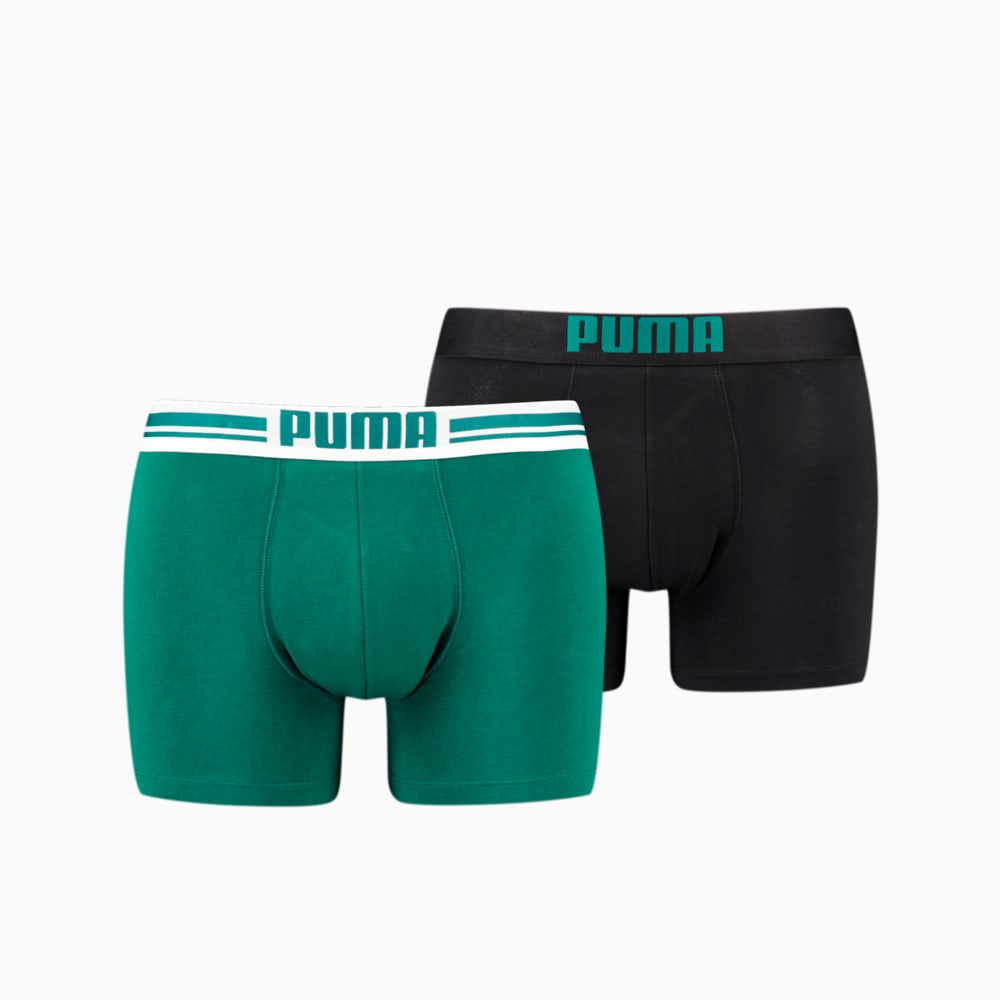 Изображение Puma Мужское нижнее белье Placed Logo Boxer Shorts 2 Pack #1: green / black