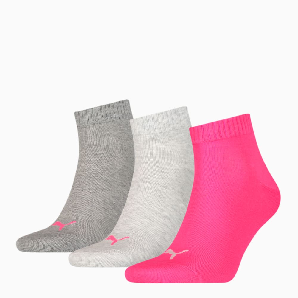 Зображення Puma Шкарпетки PUMA UNISEX QUARTER PLAIN 3P #1: middle grey melange / pink