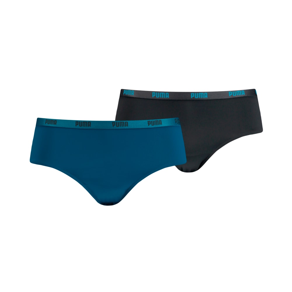 Изображение Puma Женское нижнее белье PUMA Women's Microfiber Hipster Underwear (2 Pack) #1: blue / black