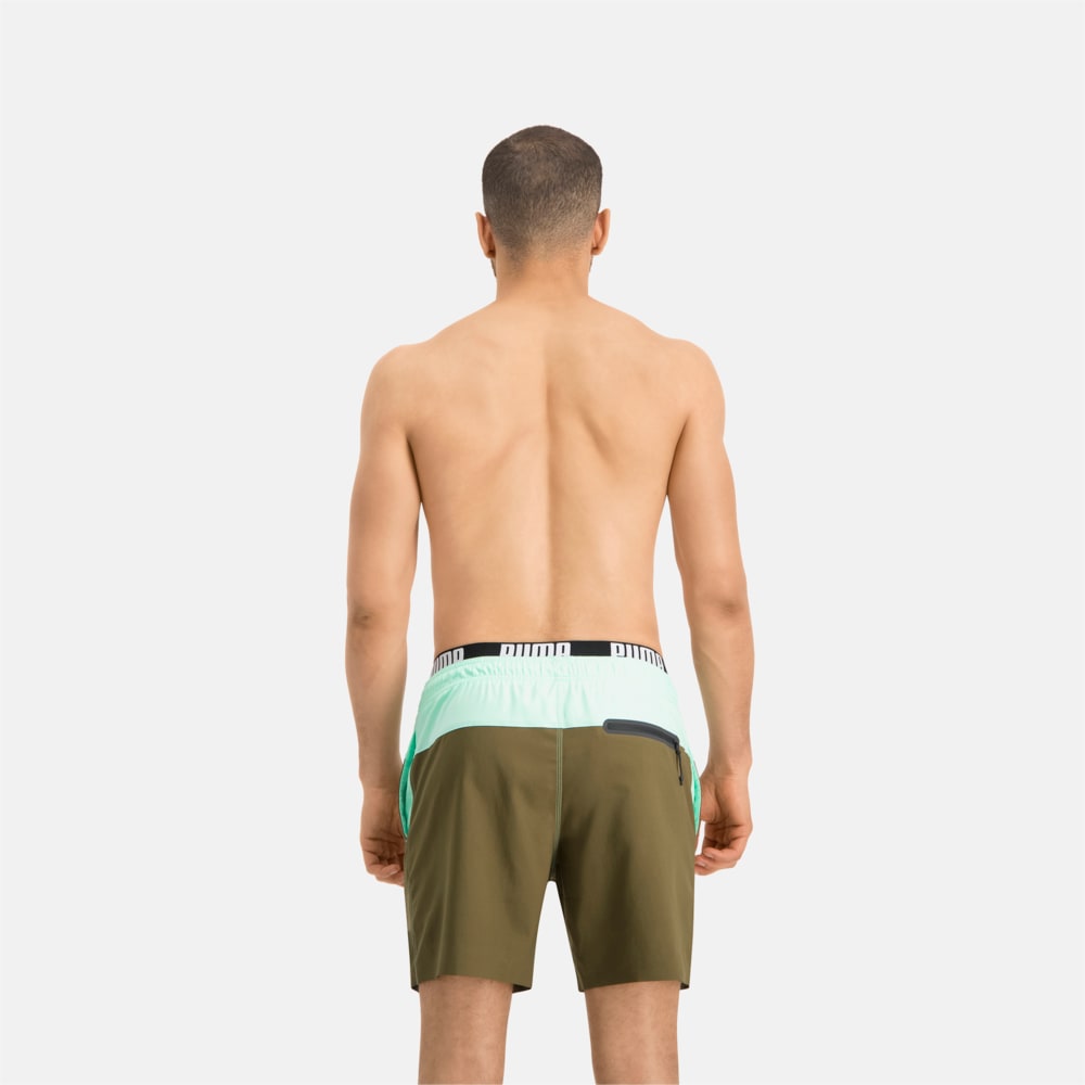 Изображение Puma Шорты для плавания PUMA Swim Men Logo Medium Length Swim Shorts #2: olive/mint