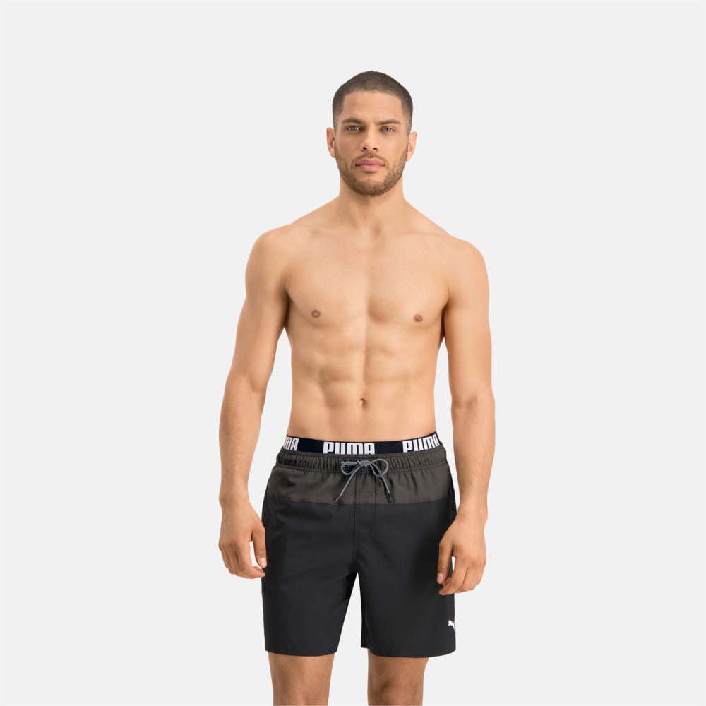 Зображення Puma Шорти для плавання PUMA Swim Men Logo Medium Length Swim Shorts #1: black/grey