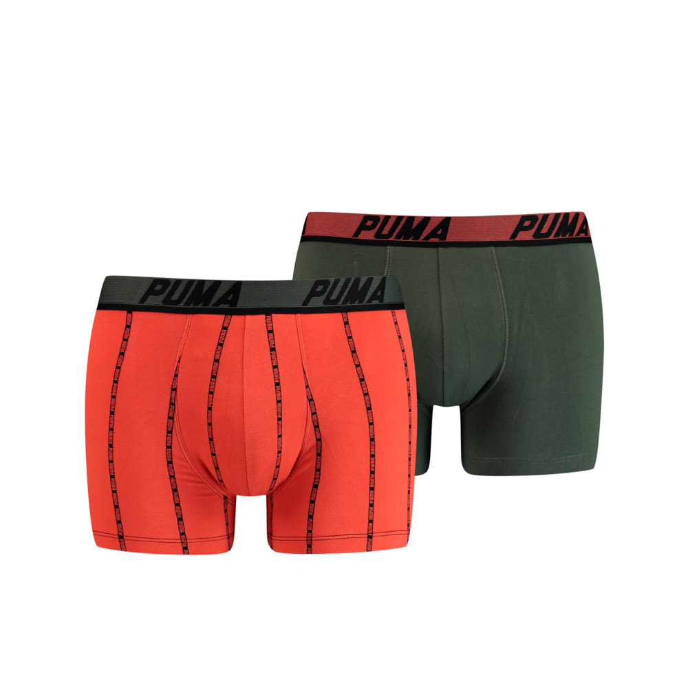 Изображение Puma Мужское нижнее белье PUMA LOGO STRIPE BOXER 2P #1: army green