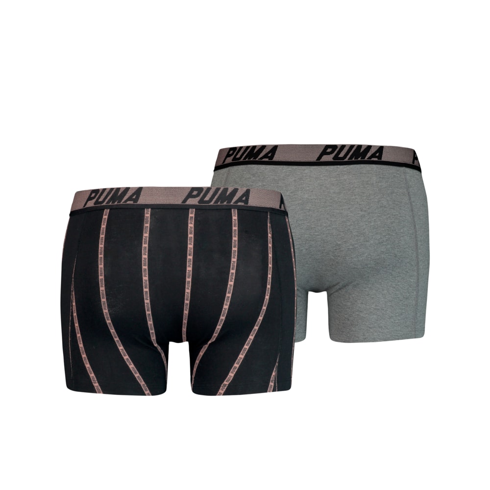 Изображение Puma Мужское нижнее белье PUMA LOGO STRIPE BOXER 2P #2: black combo