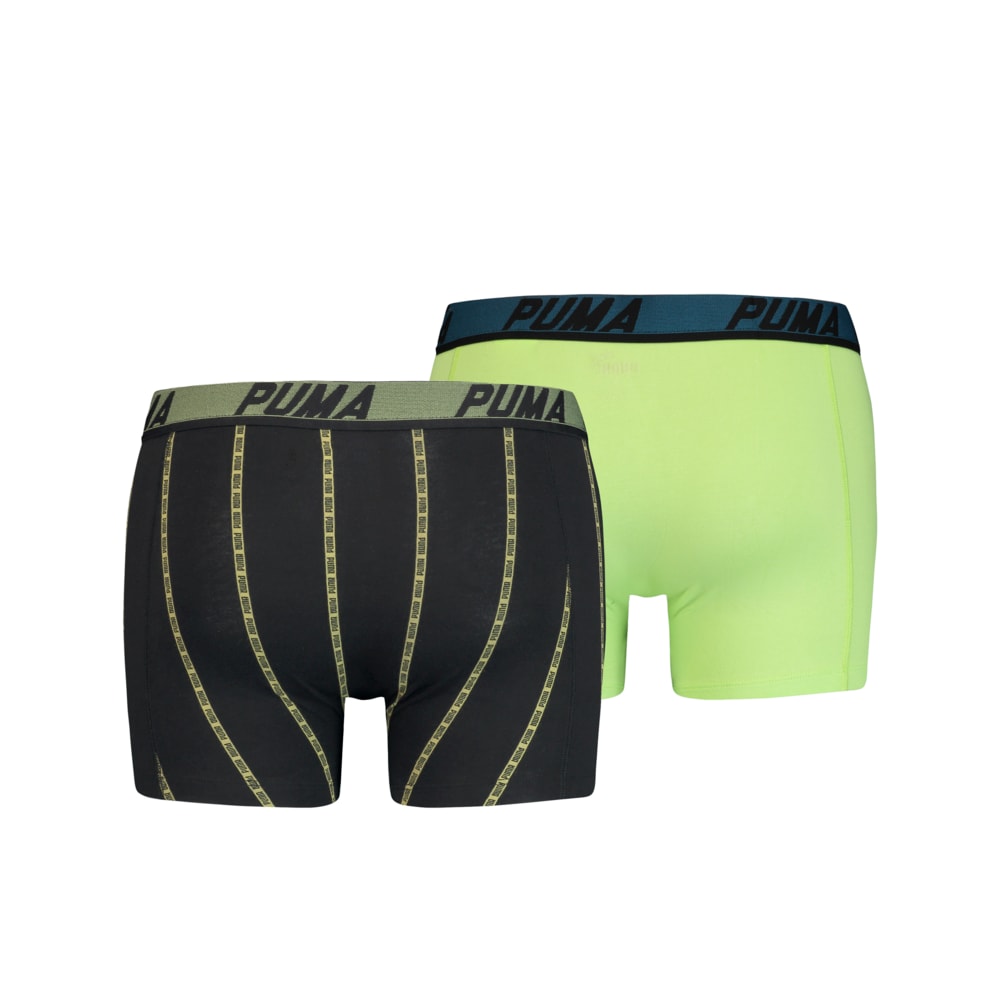 Изображение Puma Мужское нижнее белье PUMA LOGO STRIPE BOXER 2P #2: black / green