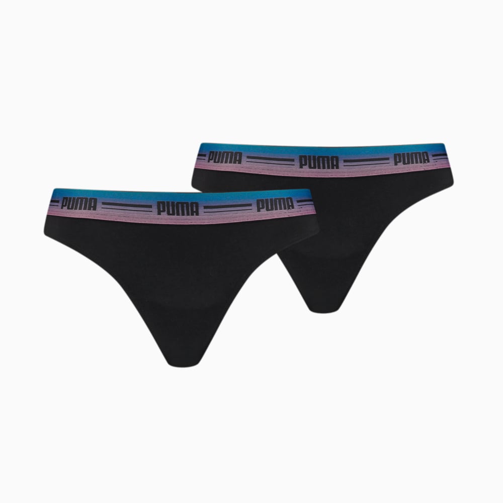 Изображение Puma Женское нижнее белье Women's Thong 2 Pack #1: black / various logo colors