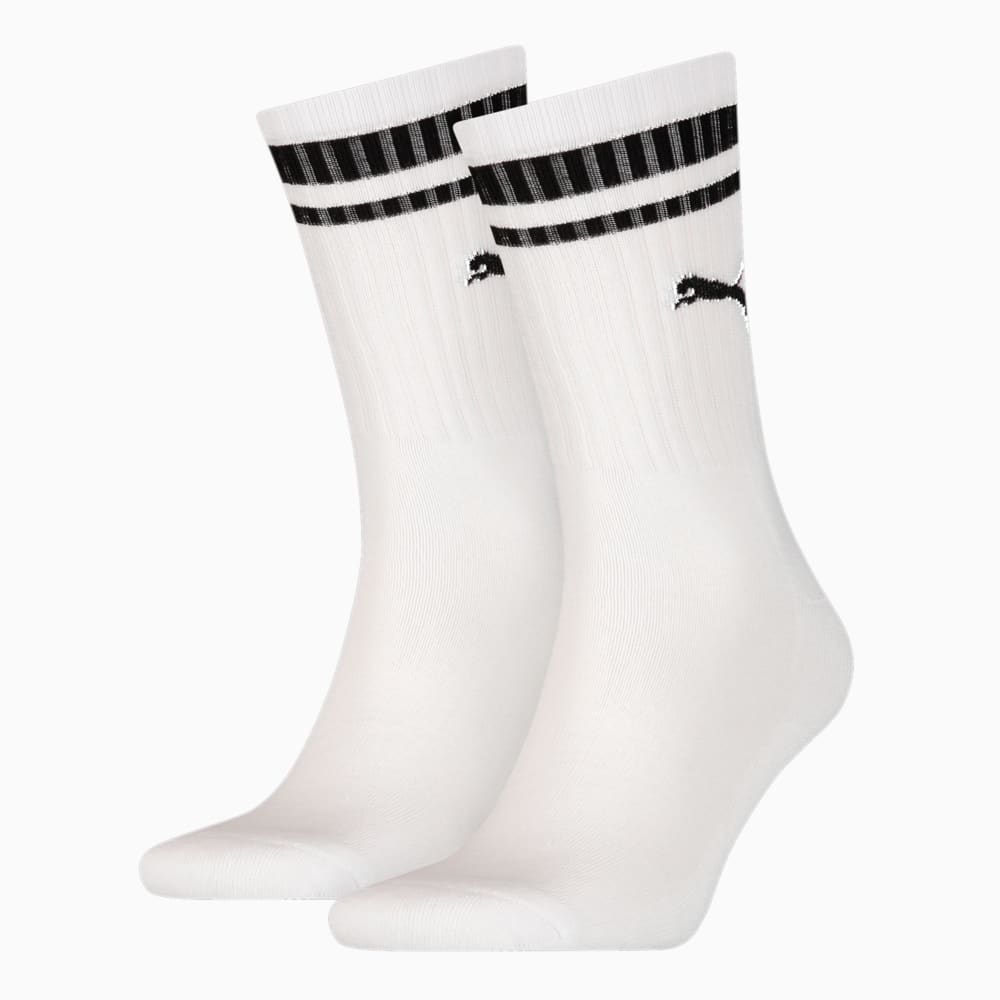 Calcetines Unisex Puma Crew Heritage Stripe (2 Pack), Blanco