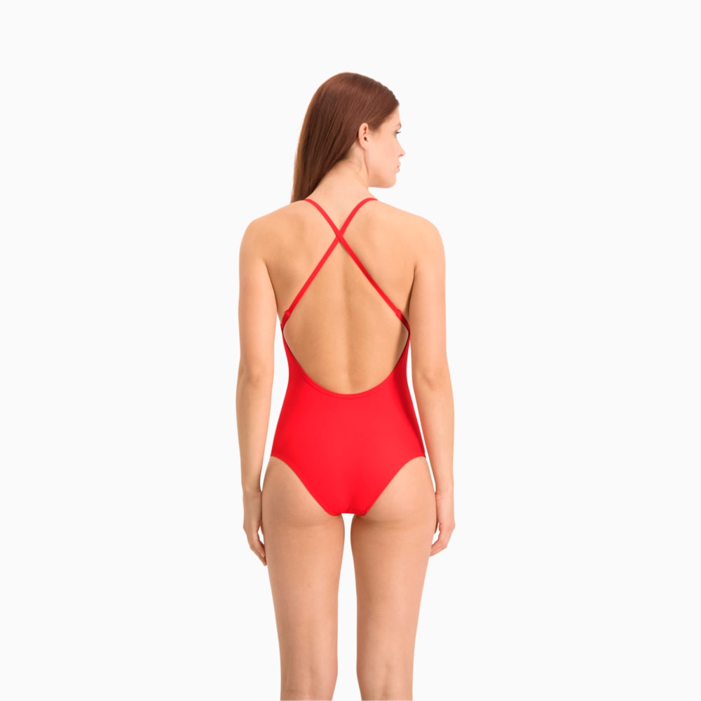 Зображення Puma Купальник Swim Women’s V-Neck Cross-back Swimsuit #2: Red