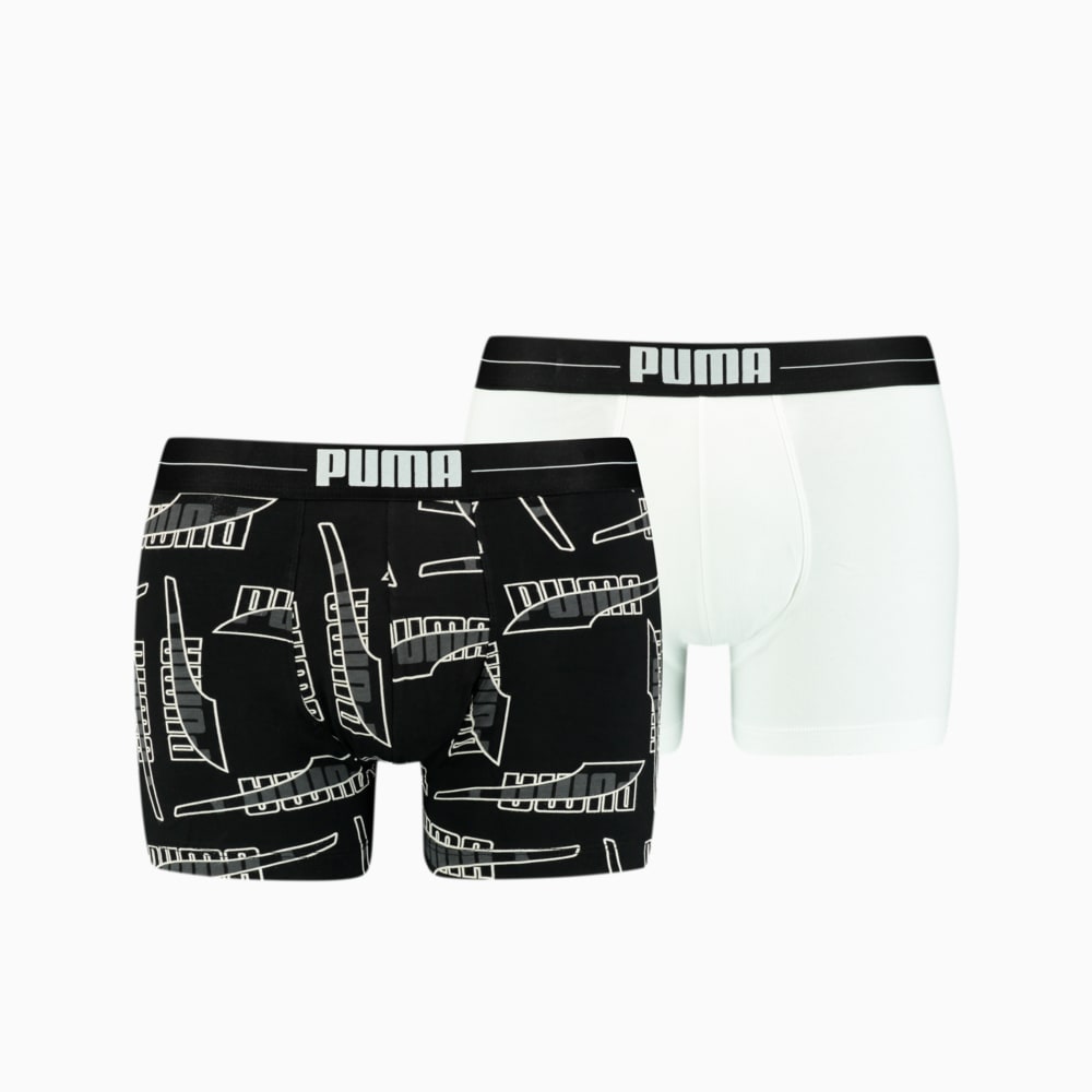 Изображение Puma Мужское нижнее белье Men's Formstrip All-Over-Print Boxers 2 pack #1: black combo