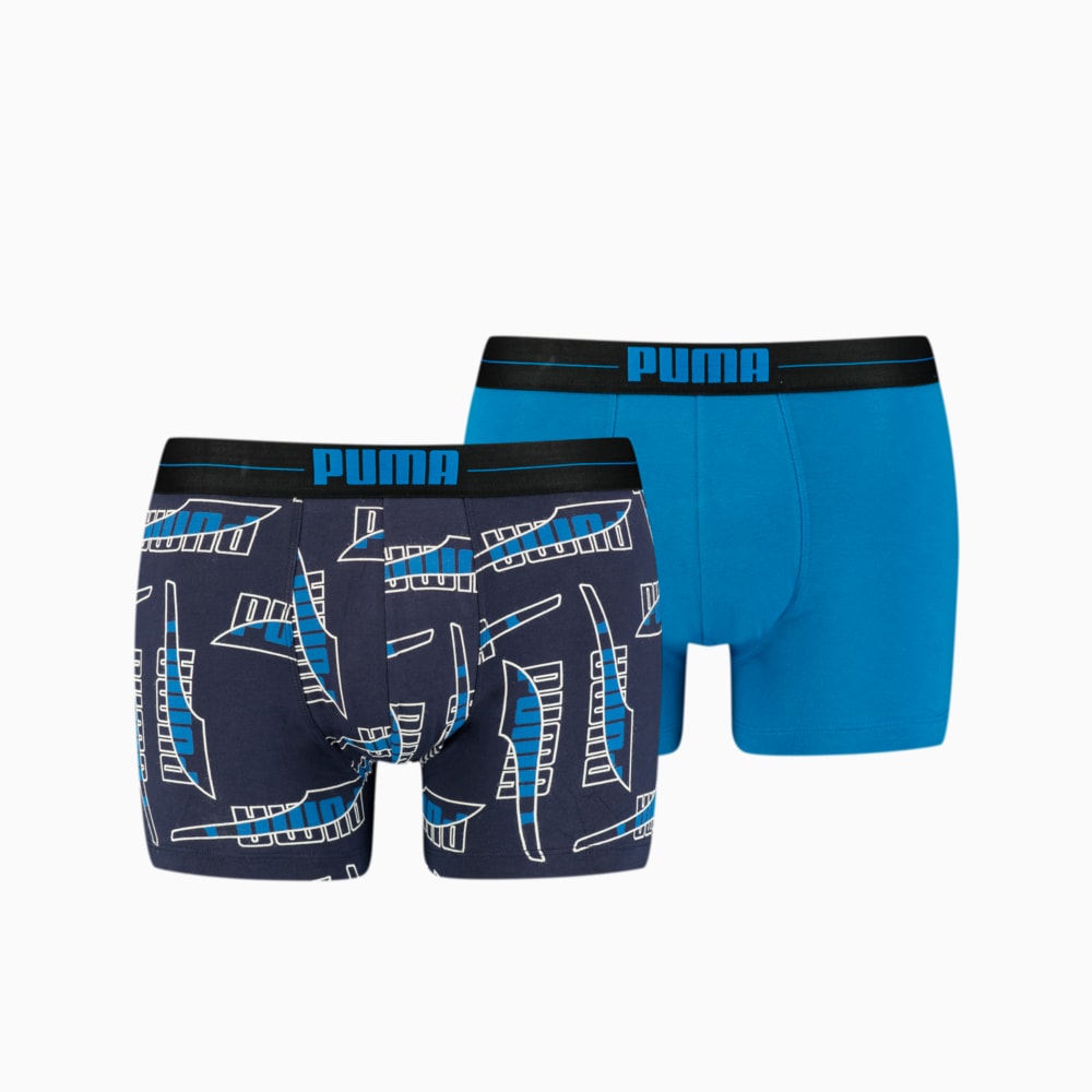 Изображение Puma Мужское нижнее белье Men's Formstrip All-Over-Print Boxers 2 pack #1: blue combo