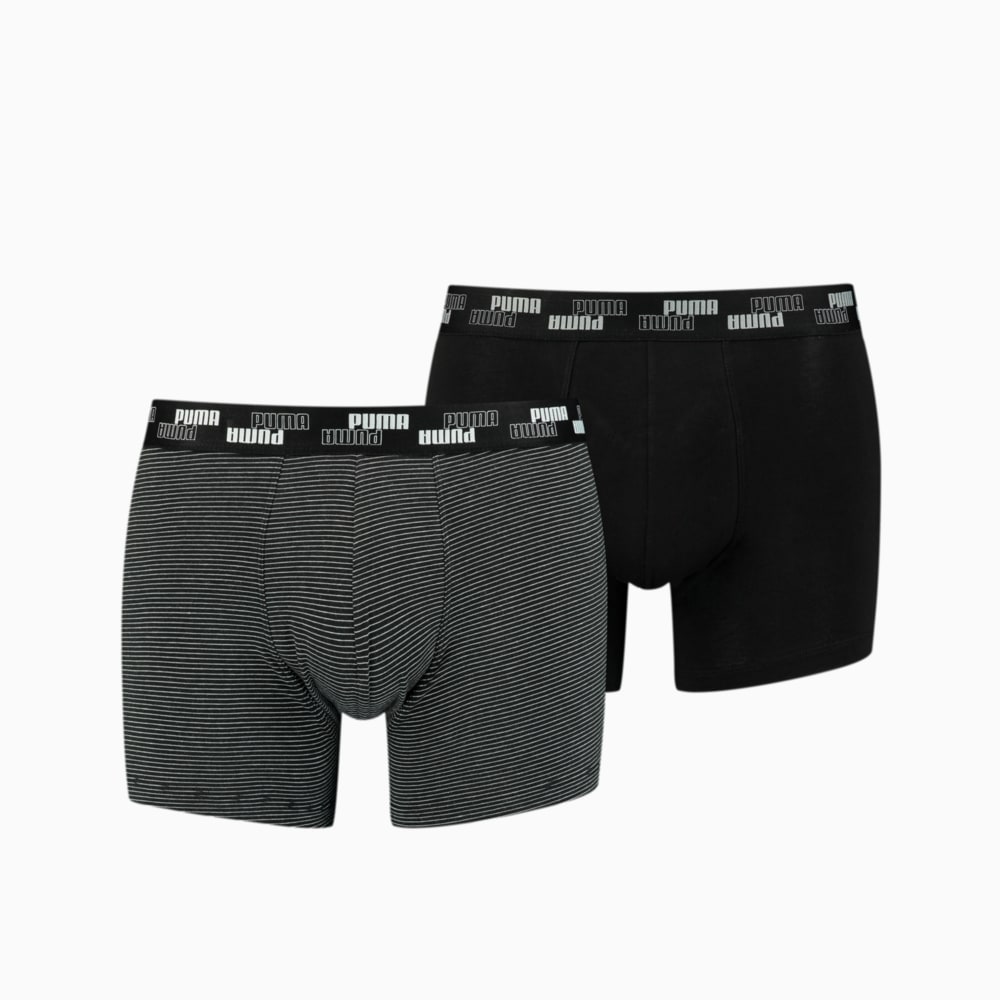 Зображення Puma Чоловіча спідня білизна Men's Yarn Dyed Mini Stripe Boxers 2 pack #1: black combo