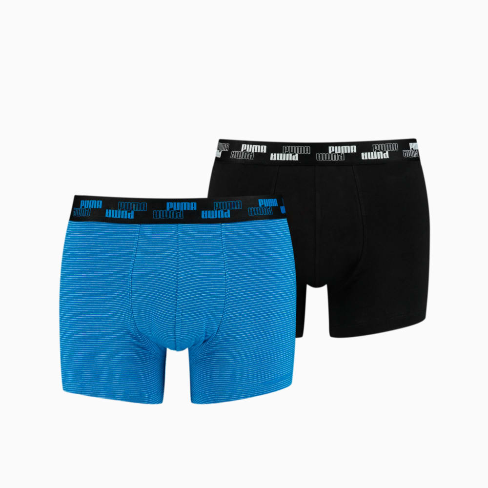 Зображення Puma Чоловіча спідня білизна Men's Yarn Dyed Mini Stripe Boxers 2 pack #1: blue combo