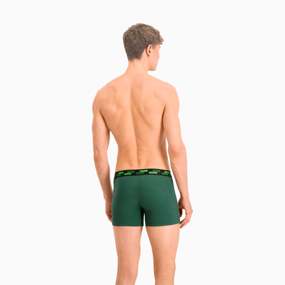 Изображение Puma Мужское нижнее белье Men's Yarn Dyed Mini Stripe Boxers 2 pack #2: green combo