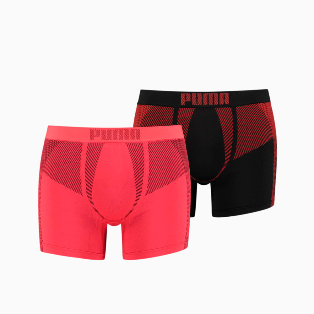 Зображення Puma Чоловіча спідня білизна Men’s Seamless Active Boxers; набір з 2 пар #1: red combo