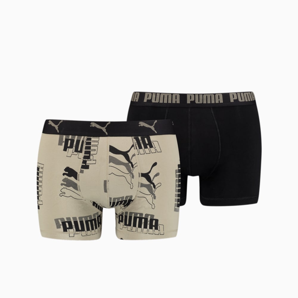 Зображення Puma Чоловіча нижня білизна Men’s Logo Print Boxer від PUMA; 2 комплекти #1: sand combo