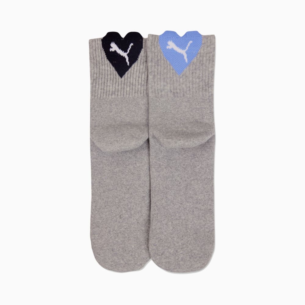 PUMA Women s Heart Short Socks 2 Pack 30 Gray grey melange purple Puma 938020 03