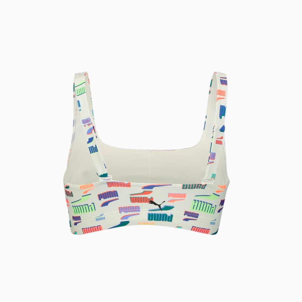 Зображення Puma Ліф для плавання PUMA Swim Women’s Printed Scoop Neck Bikini Top #2: white combo