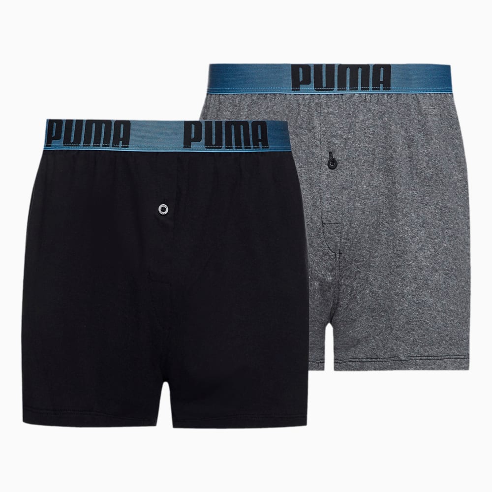 Изображение Puma Мужское нижнее белье PUMA Men's Loose Fit Jersey Boxer 2 pack #1: black / cobalt
