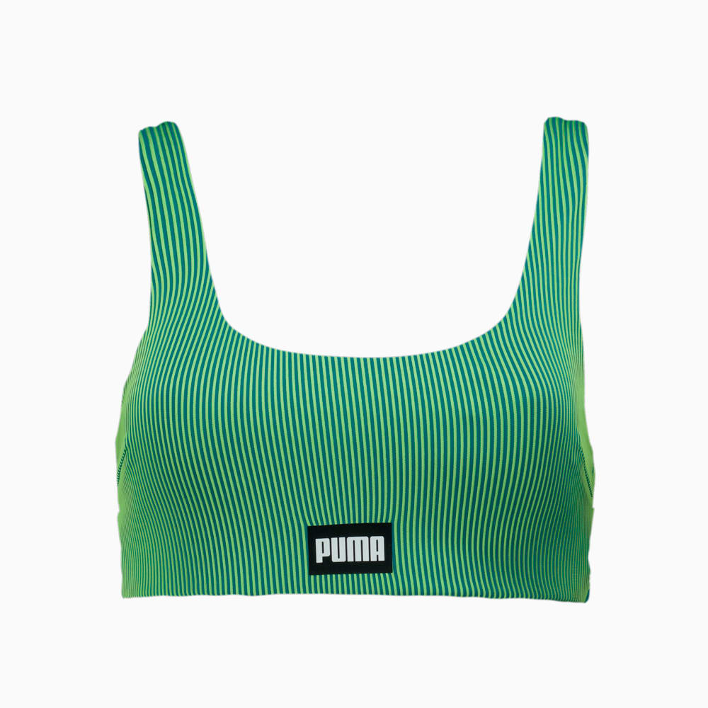 Изображение Puma Топ для плавания PUMA Swim Women Ribber Scoop Top #1: green combo