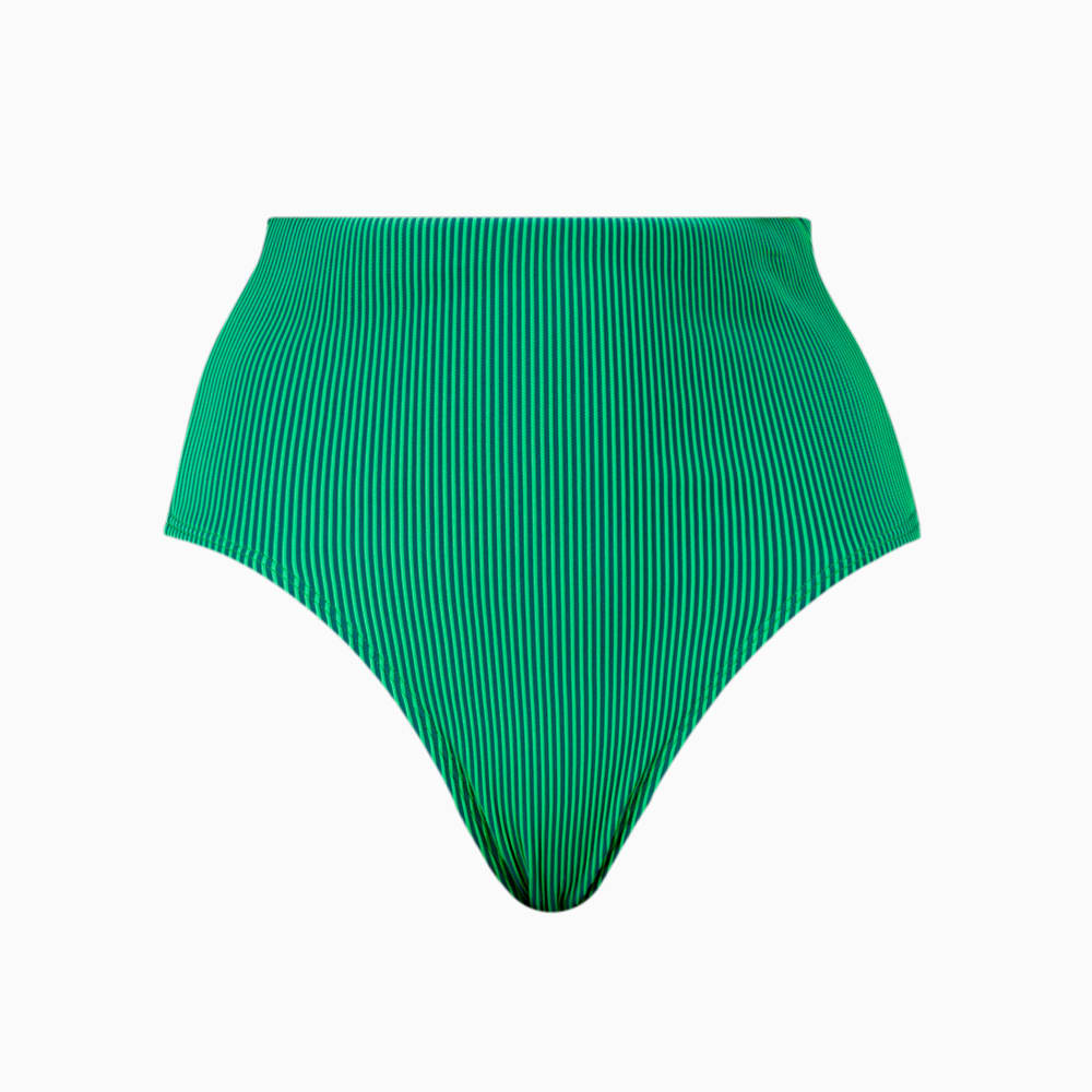 Изображение Puma Плавки PUMA Swim Ribbed High Waist Women's Bikini Bottom #1: green combo