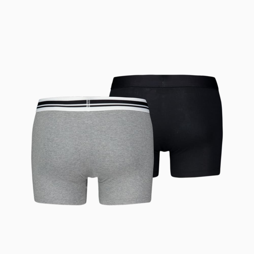 Изображение Puma Мужское нижнее белье Placed Log  Boxer Shorts 2 Pack #2: middle grey melange / black