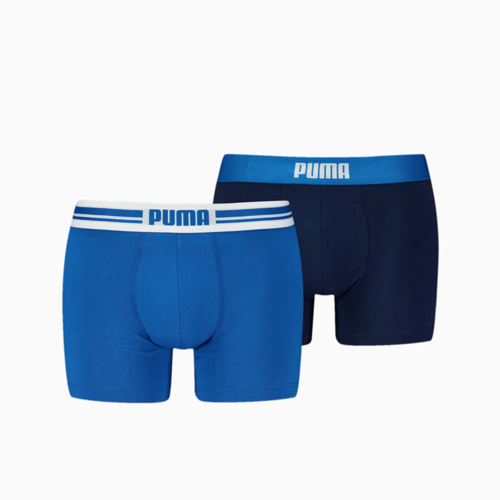 Изображение Puma Мужское нижнее белье Placed Log  Boxer Shorts 2 Pack #1: blue combo