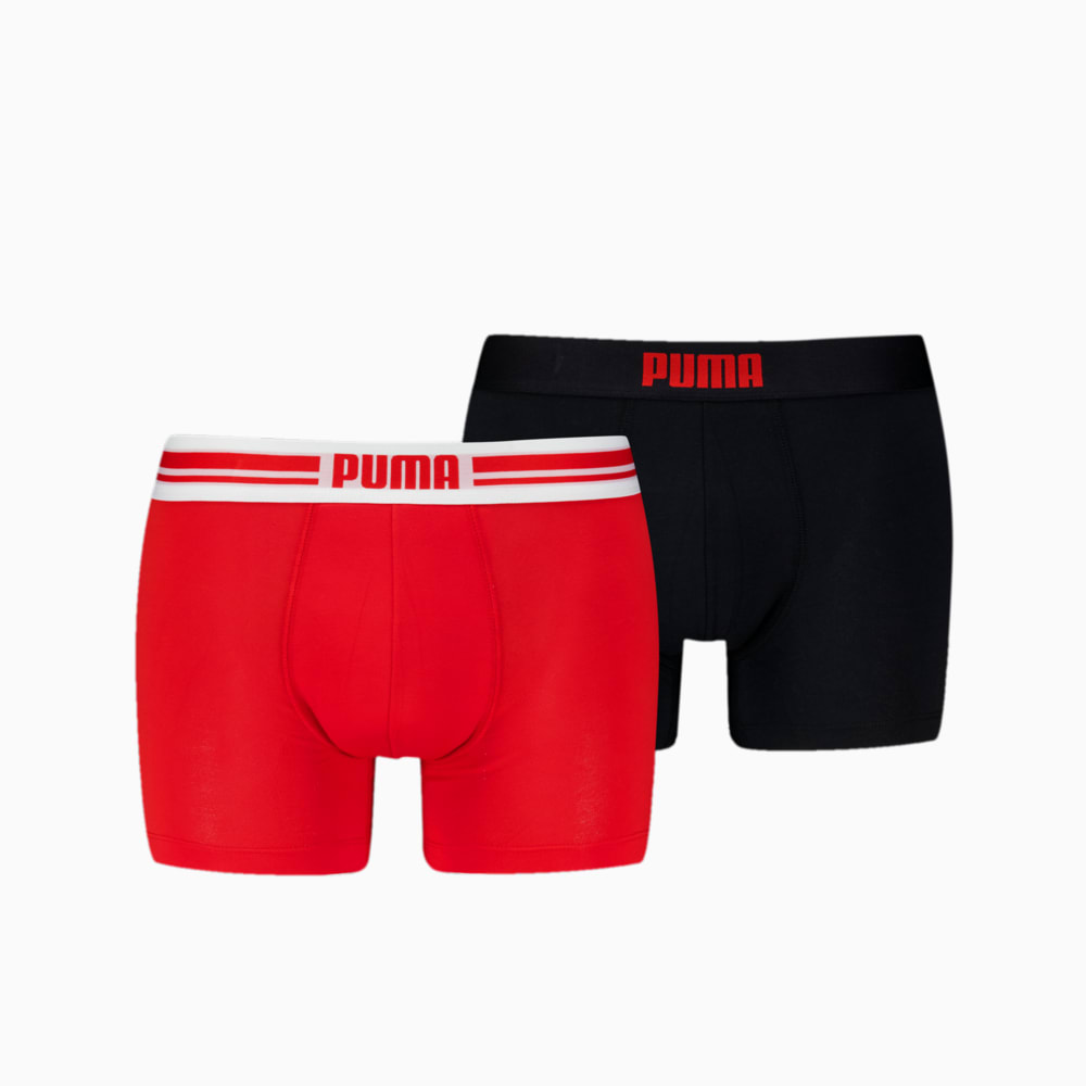 Изображение Puma Мужское нижнее белье Placed Log  Boxer Shorts 2 Pack #1: red / black