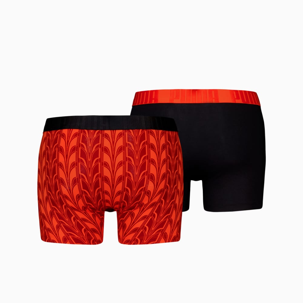 Изображение Puma Мужское нижнее белье PUMA Men's Terrace Print Boxer Briefs 2 pack #2: black / red