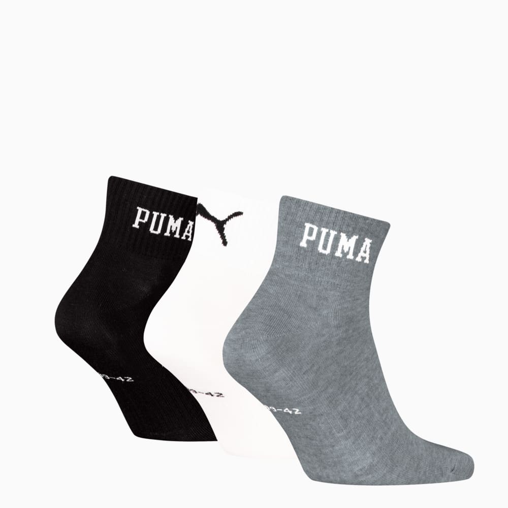 Зображення Puma Шкарпетки Logo Quarter Socks Unisex (3-pack) #2: grey/white/black