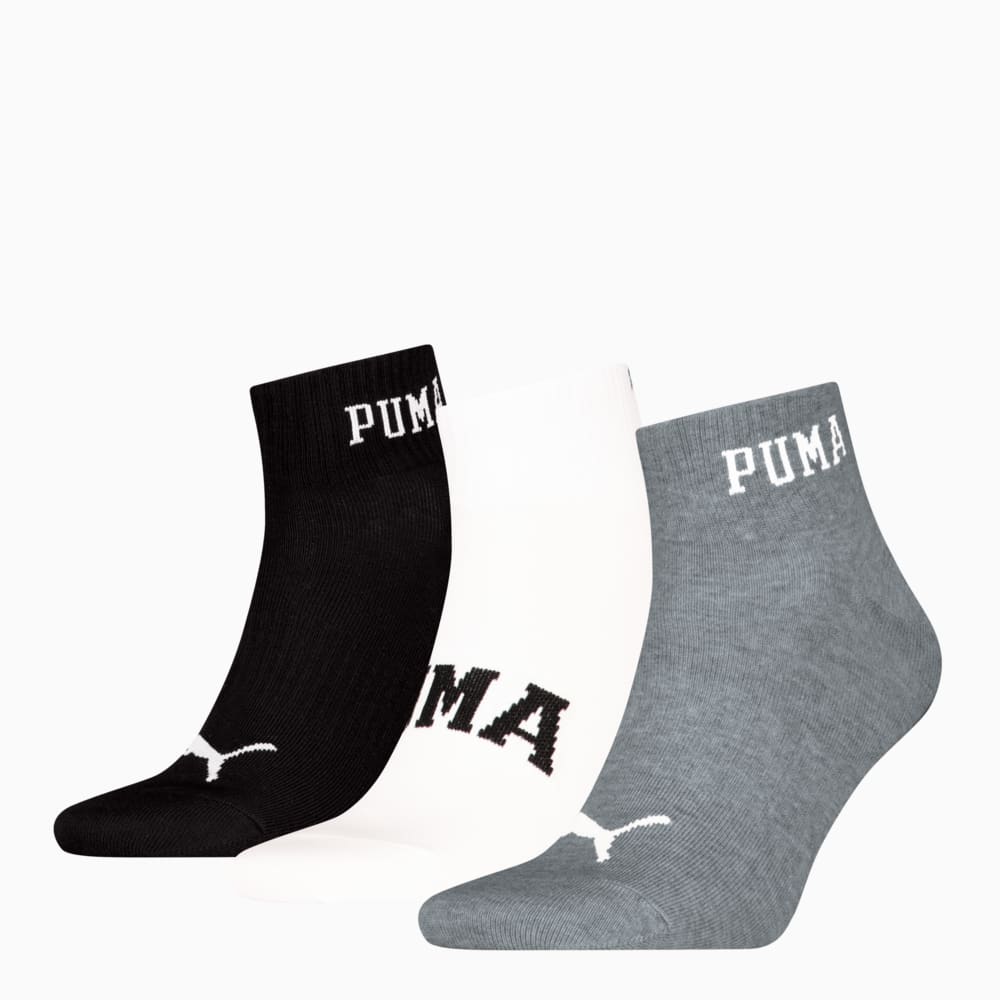 Зображення Puma Шкарпетки Logo Quarter Socks Unisex (3-pack) #1: grey/white/black
