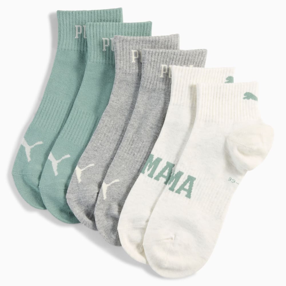 Изображение Puma Носки Logo Quarter Socks Unisex (3-pack) #1: green / grey