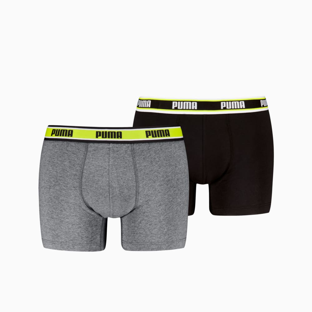 Изображение Puma Мужское нижнее белье Logo Boxers Men (2-pack) #1: black / yellow