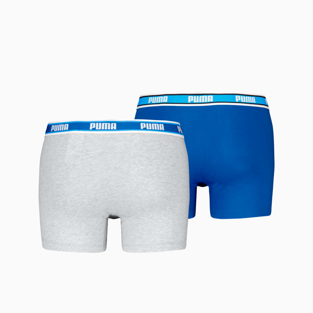 Изображение Puma Мужское нижнее белье Logo Boxers Men (2-pack) #2: blue / grey melange